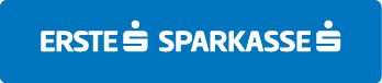 Das Logo der Erste Sparkasse auf blauem Hintergrund, symbolisiert Finanzdienstleistungen und Unterstützung.