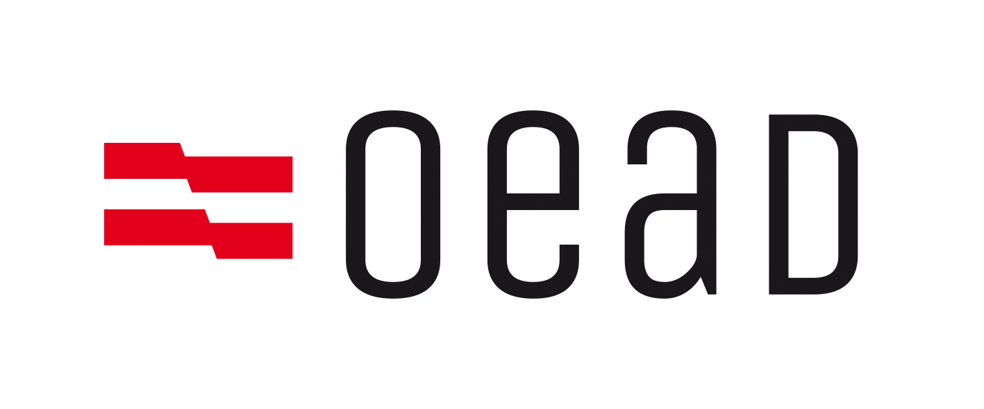 Das Logo des OEAD (Österreichischer Austauschdienst) bestehend aus roten und schwarzen Schriftzügen.