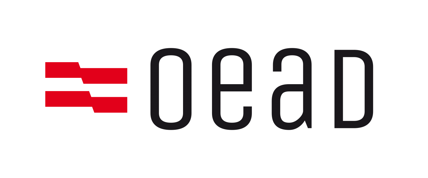 Das Logo des OEAD (Österreichischer Austauschdienst) bestehend aus roten und schwarzen Schriftzügen.