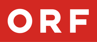 Das Logo des Österreichischen Rundfunks (ORF) auf rotem Hintergrund.