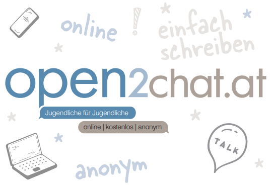 Logo von open2chat.at, einer Plattform für anonymen, kostenlosen Online-Austausch für Jugendliche.